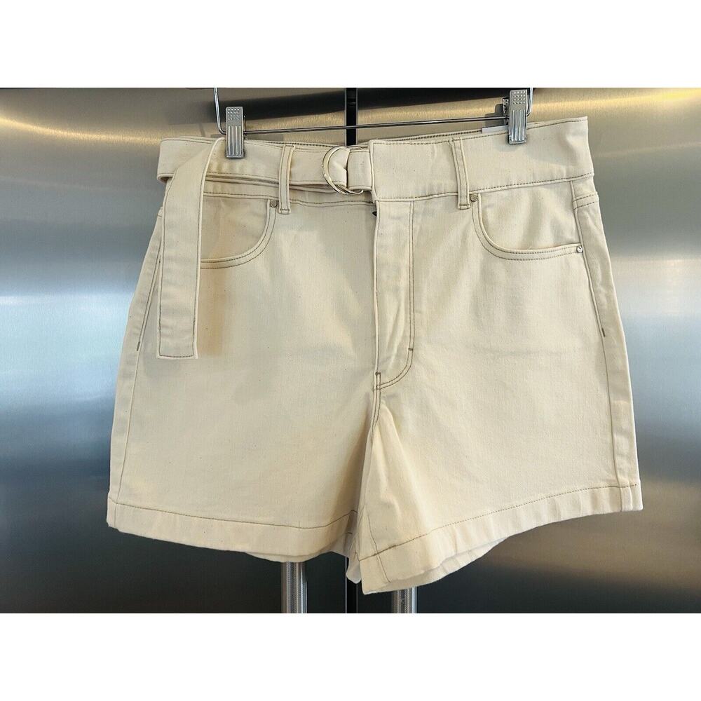 White House Black Market Extra High Rise 5" Natural Denim Shorts w/ Belt 12 NWT
